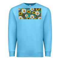 Ocean Blue Sunflower And Daisy With Leopard Premium Sweatshirt - RanaPortraitStore