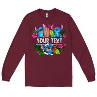 Burgundy Your Text Stich Long Sleeve Tee - CowhideDigitalArt