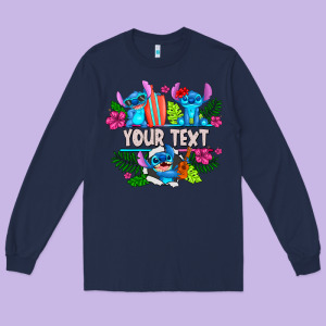 Your Text Stich Long Sleeve Tee Designed By Cowhidedigitalart