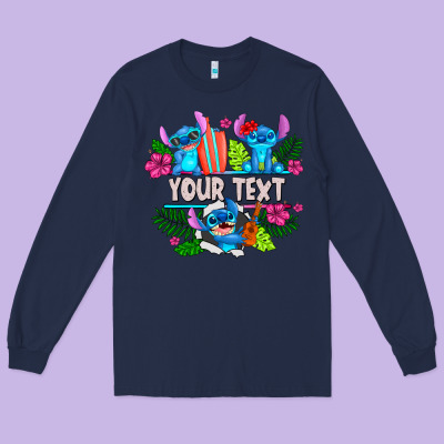 Your Text Stich Long Sleeve Tee Designed By Cowhidedigitalart