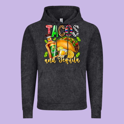 Tacos And Tequila Vintage Hoodie Designed By Cowhidedigitalart