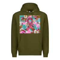 Army Green Breast Cancer Ribbon Stethoscope Premium Hoodie - Artiststas