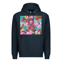 Navy Breast Cancer Ribbon Stethoscope Premium Hoodie - Artiststas