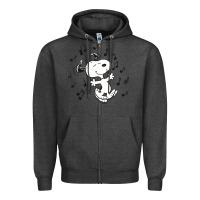 Charcoal Heather dancing dog Zipper Hoodie - DesigneFamous