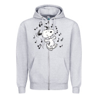 Heather Grey dancing dog Zipper Hoodie - DesigneFamous