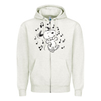 Oatmeal Heather dancing dog Zipper Hoodie - DesigneFamous