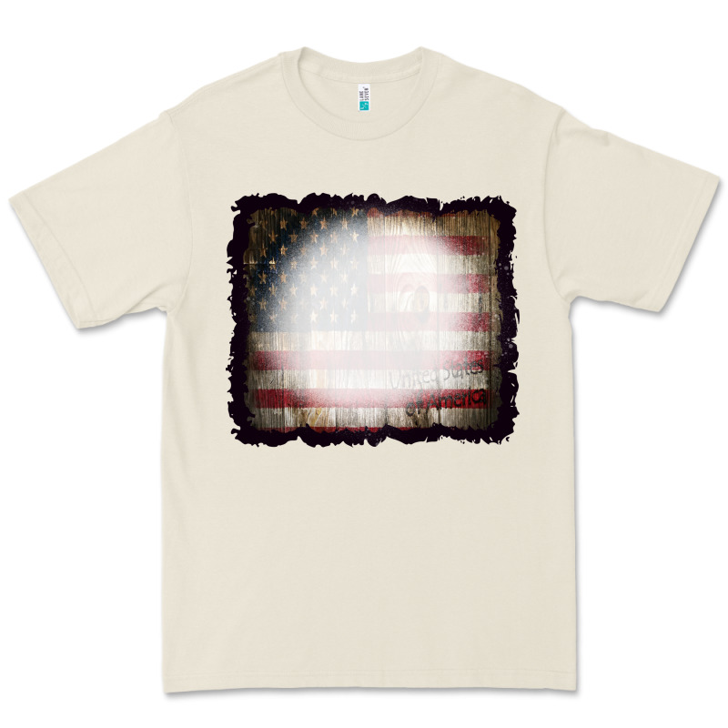 America Wood Flag With Bbeach Effect Premium Tee by CowCowDesign | Teevron