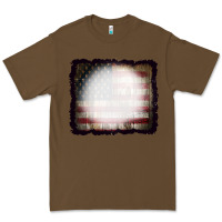 Cacao America Wood Flag with bBeach Effect Premium Tee - CowCowDesign