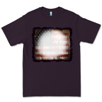 Plum America Wood Flag with bBeach Effect Premium Tee - CowCowDesign