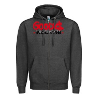 Charcoal Heather goody's burger house Zipper Hoodie - DesigneFamous