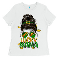 White lucky mama St. Patricks Day Ladies Tee - FaDigitalArtStudio