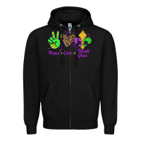 Black peace love mardi gras Zipper Hoodie - JahusDesignShop