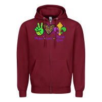 Burgundy peace love mardi gras Zipper Hoodie - JahusDesignShop