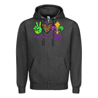 Charcoal Heather peace love mardi gras Zipper Hoodie - JahusDesignShop