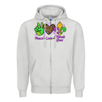 Dove Grey peace love mardi gras Zipper Hoodie - JahusDesignShop