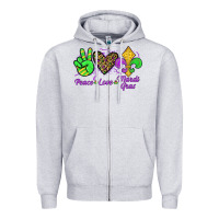 Heather Grey peace love mardi gras Zipper Hoodie - JahusDesignShop