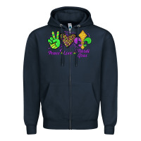 Navy peace love mardi gras Zipper Hoodie - JahusDesignShop