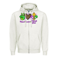 Oatmeal Heather peace love mardi gras Zipper Hoodie - JahusDesignShop