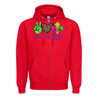 Red peace love mardi gras Zipper Hoodie - JahusDesignShop