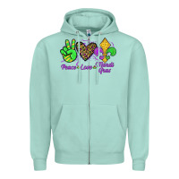 Seafoam peace love mardi gras Zipper Hoodie - JahusDesignShop