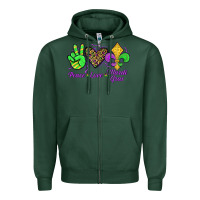 Sports Green peace love mardi gras Zipper Hoodie - JahusDesignShop