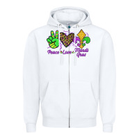 White peace love mardi gras Zipper Hoodie - JahusDesignShop