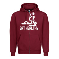 Burgundy eat healthy Zipper Hoodie - DesigneFamous