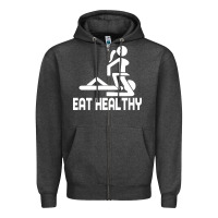 Charcoal Heather eat healthy Zipper Hoodie - DesigneFamous