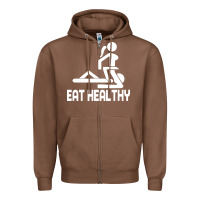 Chestnut eat healthy Zipper Hoodie - DesigneFamous