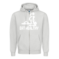 Dove Grey eat healthy Zipper Hoodie - DesigneFamous