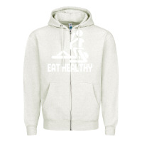 Oatmeal Heather eat healthy Zipper Hoodie - DesigneFamous