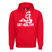 Red eat healthy Zipper Hoodie - DesigneFamous