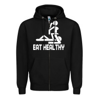 Black eat healthy Zipper Hoodie - DesigneFamous