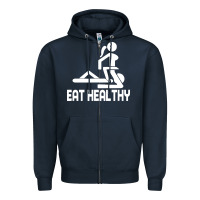 Navy eat healthy Zipper Hoodie - DesigneFamous
