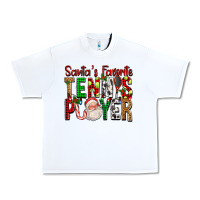 White Santa's Favorite Tennis Player For Christmas Urban Heavy Tee - FaDigitalArtStudio