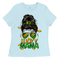 Baby Blue lucky mama St. Patricks Day Ladies Tee - FaDigitalArtStudio