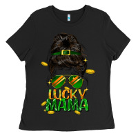 Black lucky mama St. Patricks Day Ladies Tee - FaDigitalArtStudio