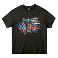Asphalt Police wife lightning bolt 4th of july Heavy Core Tee - HowdyJamesFarm