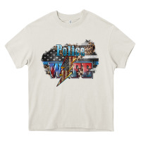 Cream Police wife lightning bolt 4th of july Heavy Core Tee - HowdyJamesFarm