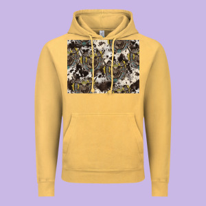 Longhorn Pattern Vintage Hoodie Designed By Cowhidedigitalart