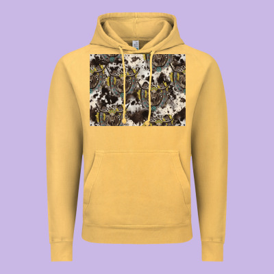 Longhorn Pattern Vintage Hoodie Designed By Cowhidedigitalart