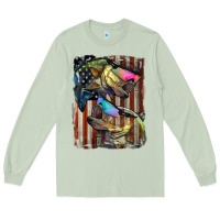Matcha American Flag With Bass Fish Long Sleeve Tee - LillyAllenDesigns