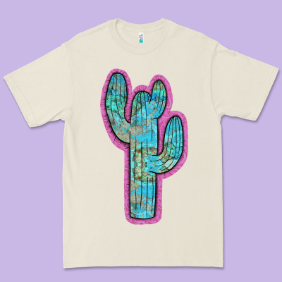 Western Turquoise Cactus Premium Tee Designed By Ranaportraitstore