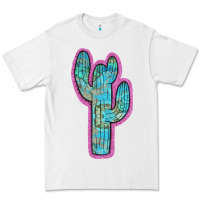 White Western Turquoise Cactus Premium Tee - RanaPortraitStore