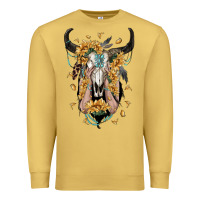 Antique Gold sunflower boho bull skull with hands Premium Sweatshirt - RanaPortraitStore