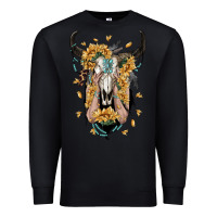 Black sunflower boho bull skull with hands Premium Sweatshirt - RanaPortraitStore