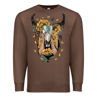 Chestnut sunflower boho bull skull with hands Premium Sweatshirt - RanaPortraitStore