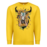 Lemon sunflower boho bull skull with hands Premium Sweatshirt - RanaPortraitStore
