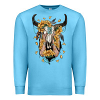 Ocean Blue sunflower boho bull skull with hands Premium Sweatshirt - RanaPortraitStore