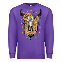 Purple sunflower boho bull skull with hands Premium Sweatshirt - RanaPortraitStore